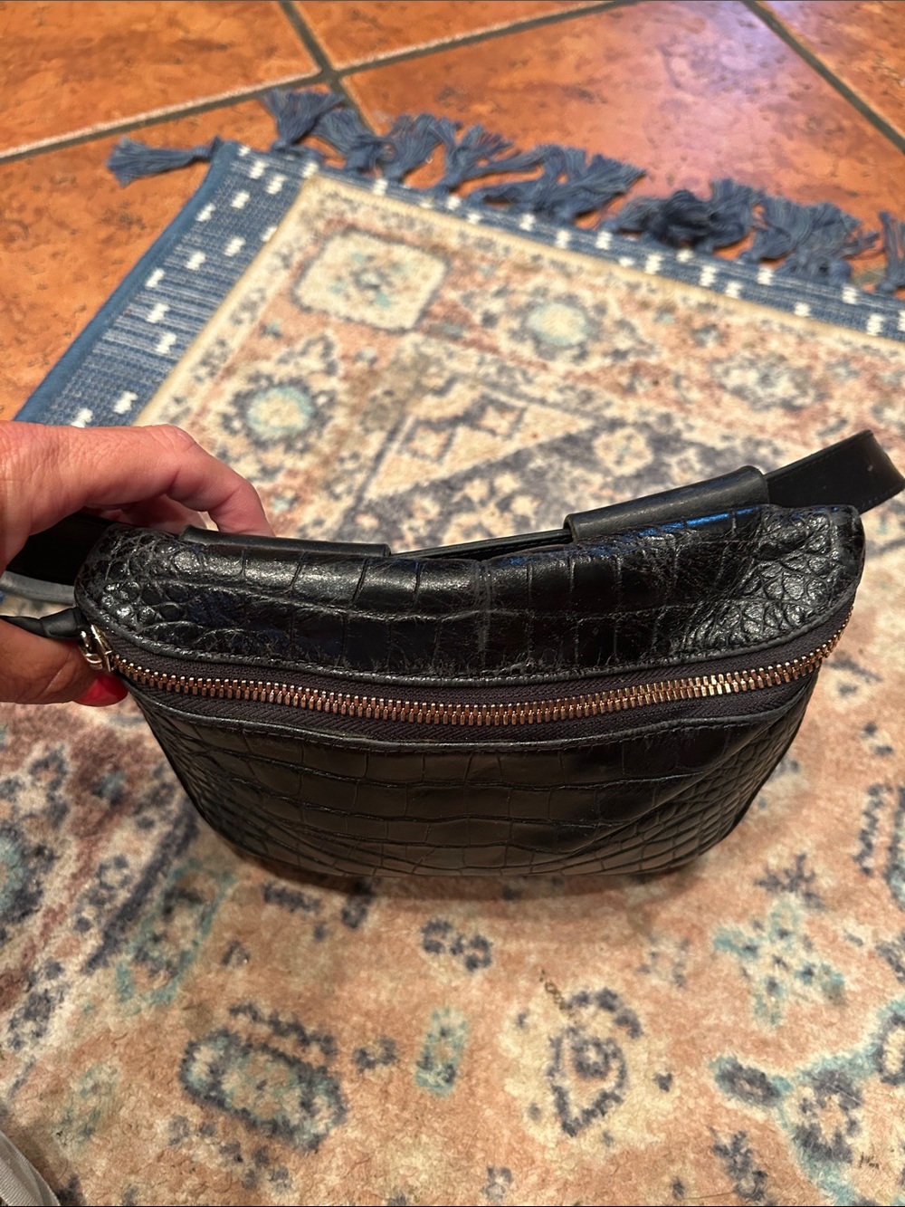 Clare V Black Croc Belt Bag with Gold Hardware - Picture 4 of 13